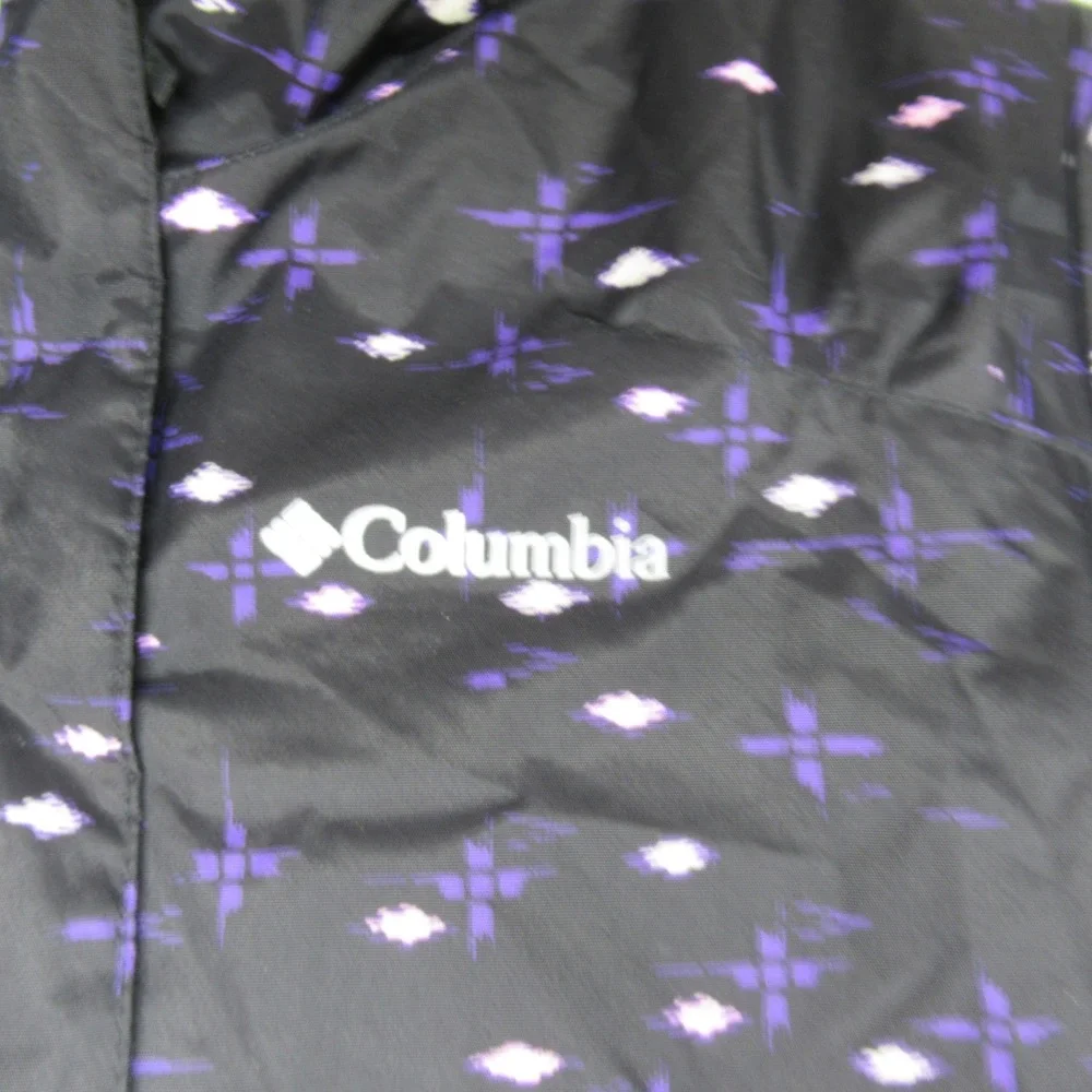 Columbia‎ Jacket Girls Large 14/16 Black Geometric Insulated Waterproof Hooded